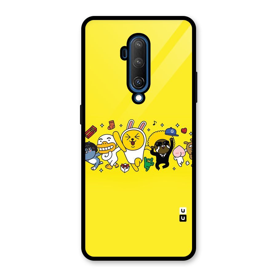 Yellow Friends Glass Back Case for OnePlus 7T Pro