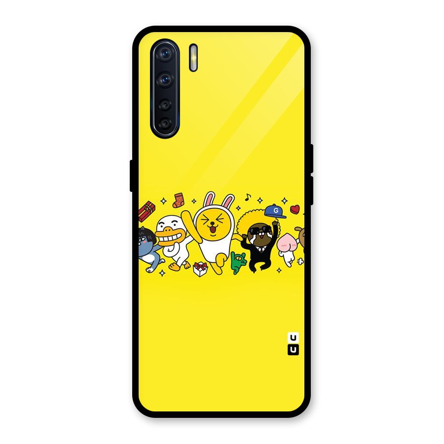 Yellow Friends Glass Back Case for Oppo F15