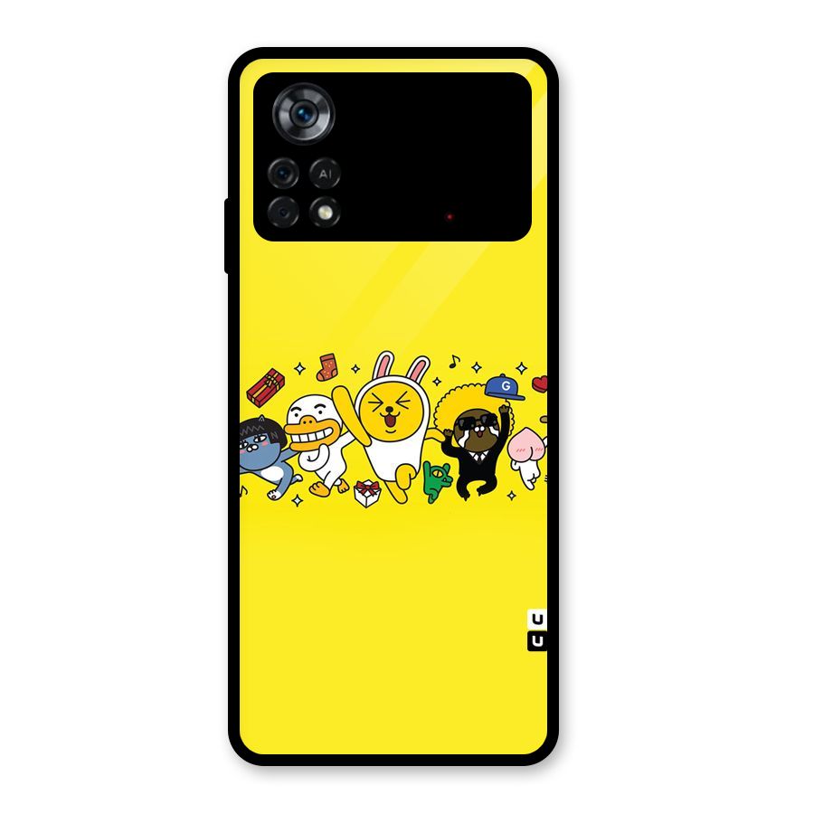 Yellow Friends Glass Back Case for Poco X4 Pro 5G