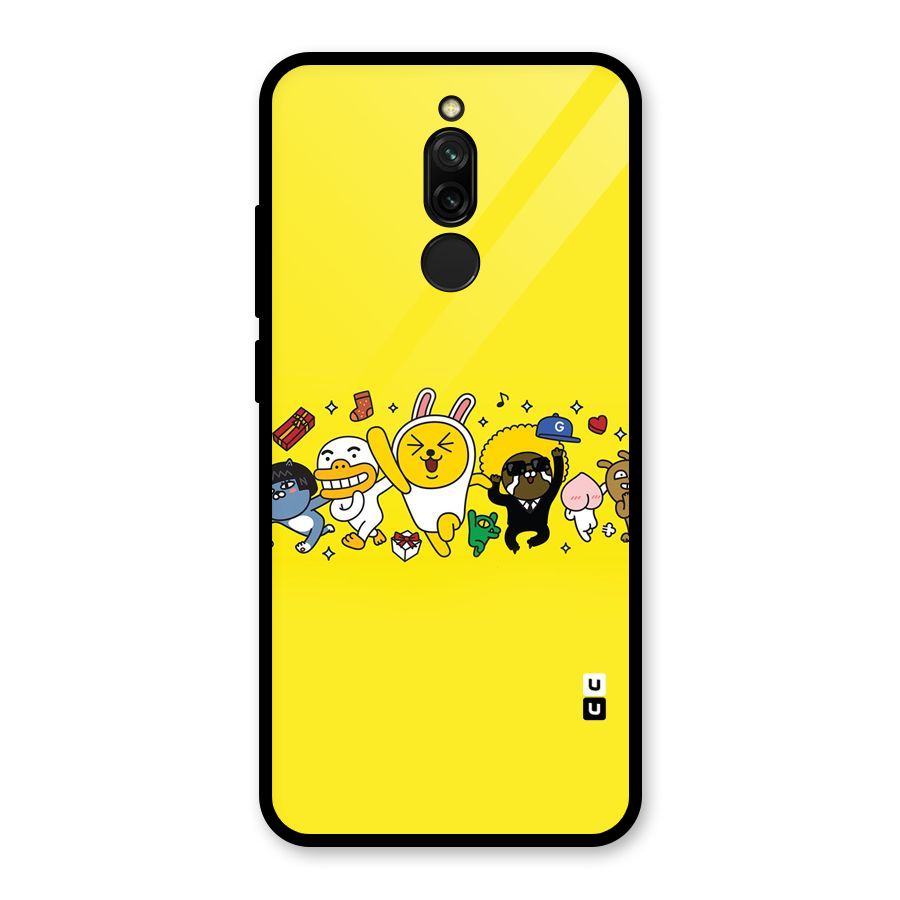 Yellow Friends Glass Back Case for Redmi 8