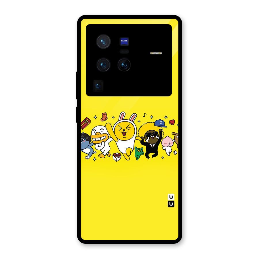 Yellow Friends Glass Back Case for Vivo X80 Pro