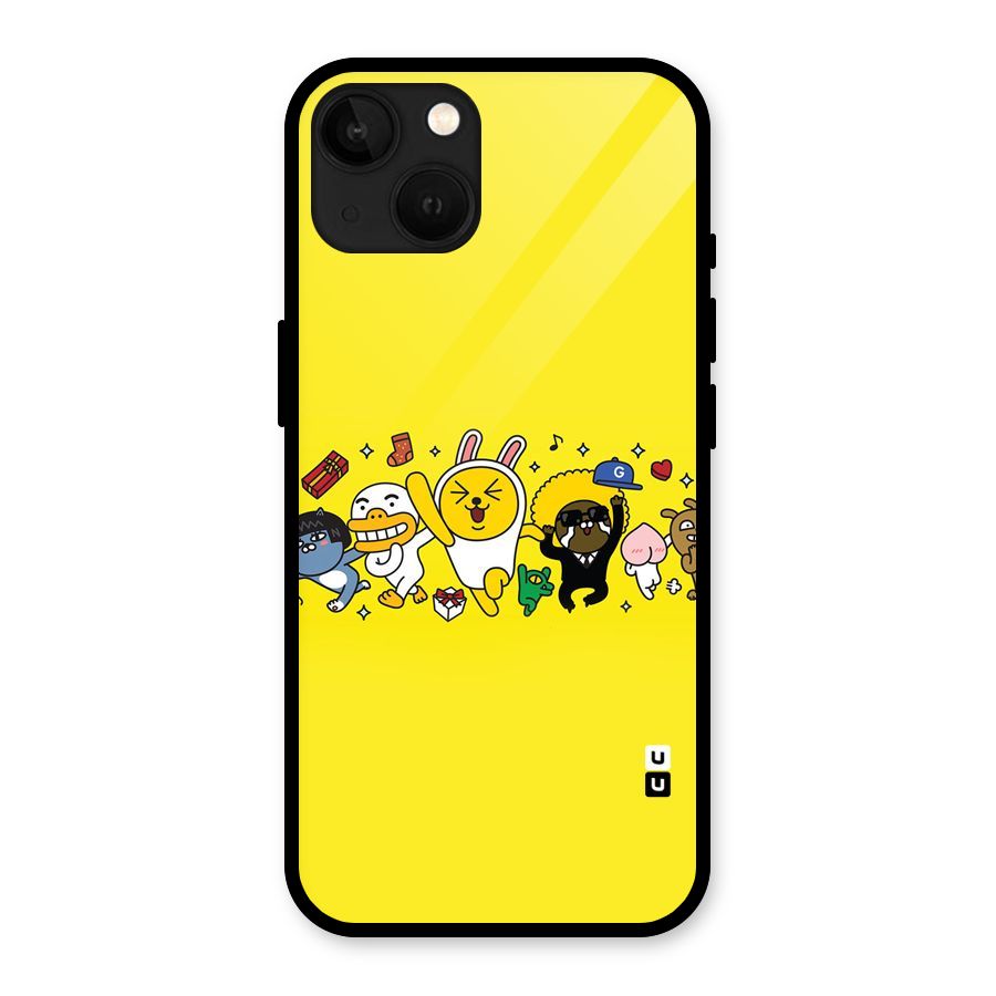 Yellow Friends Glass Back Case for iPhone 13