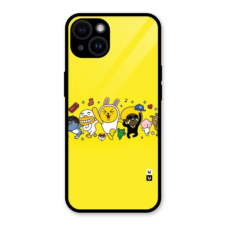 Yellow Friends Glass Back Case for iPhone 14