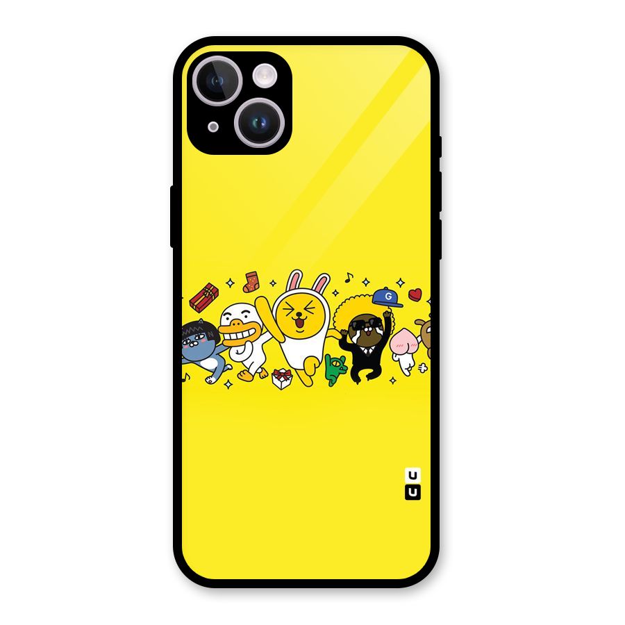 Yellow Friends Glass Back Case for iPhone 14 Plus