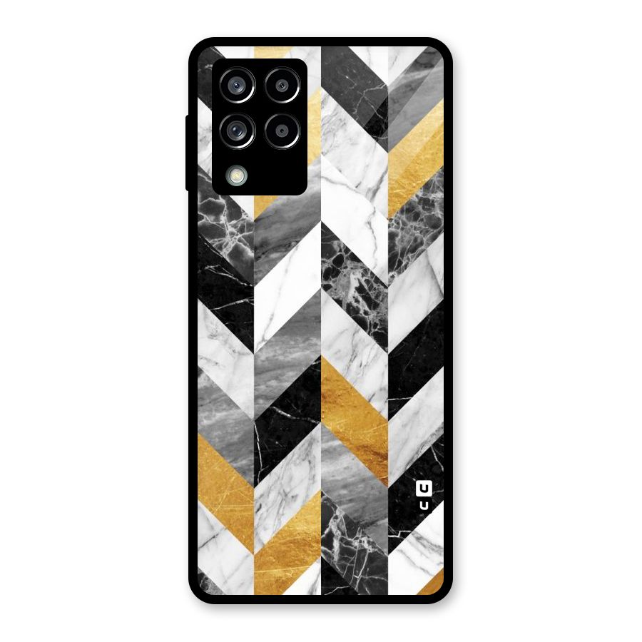 Yellow Grey Marble Glass Back Case for Galaxy M53 5G