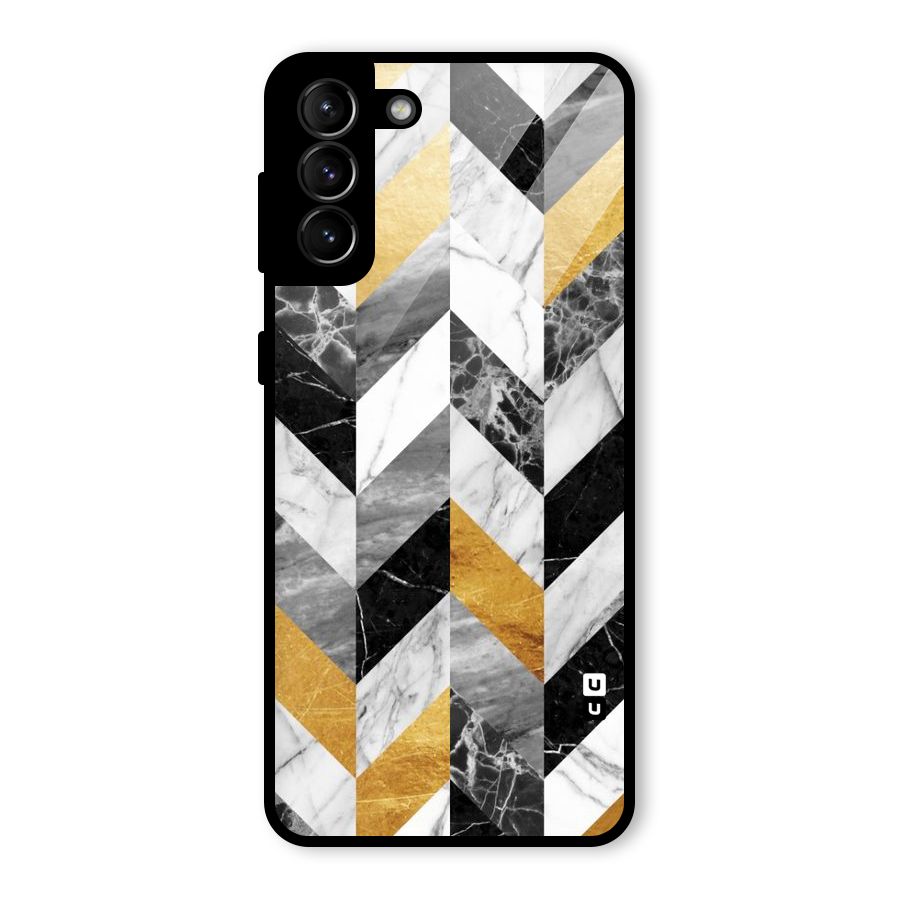 Yellow Grey Marble Glass Back Case for Galaxy S21 Plus