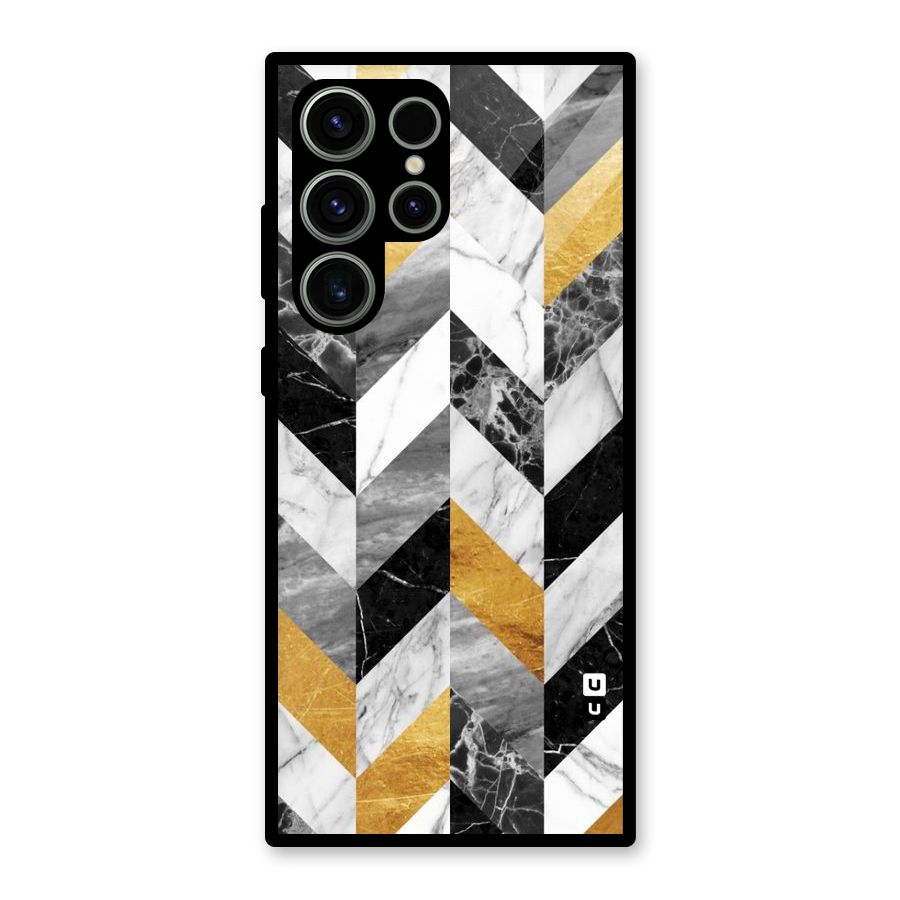 Yellow Grey Marble Glass Back Case for Galaxy S23 Ultra