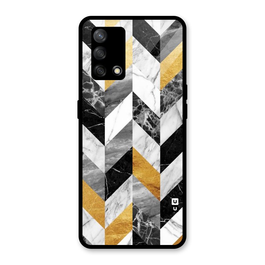 Yellow Grey Marble Glass Back Case for Oppo F19