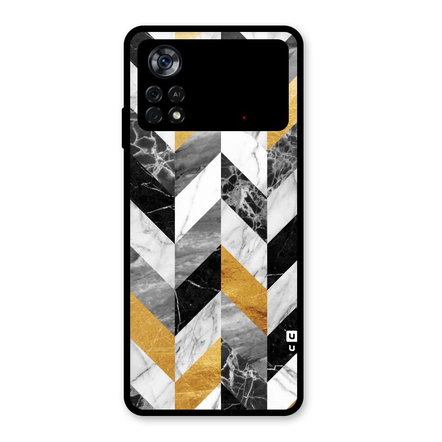 Yellow Grey Marble Glass Back Case for Poco X4 Pro 5G
