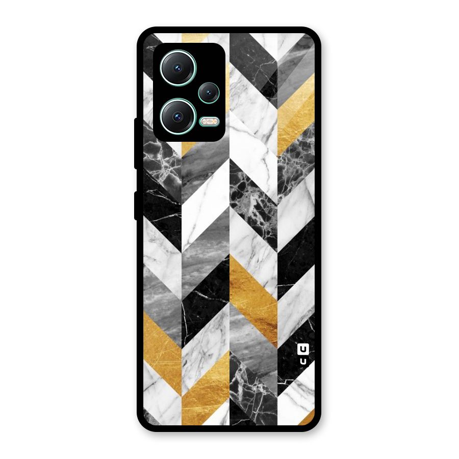 Yellow Grey Marble Glass Back Case for Redmi Note 12 5G
