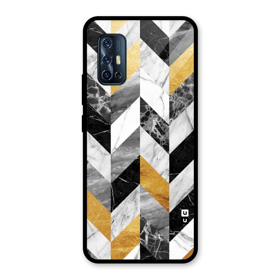 Yellow Grey Marble Glass Back Case for Vivo V17
