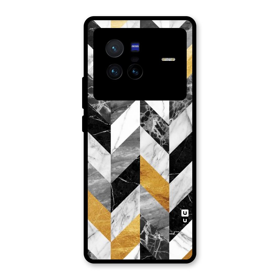 Yellow Grey Marble Glass Back Case for Vivo X80