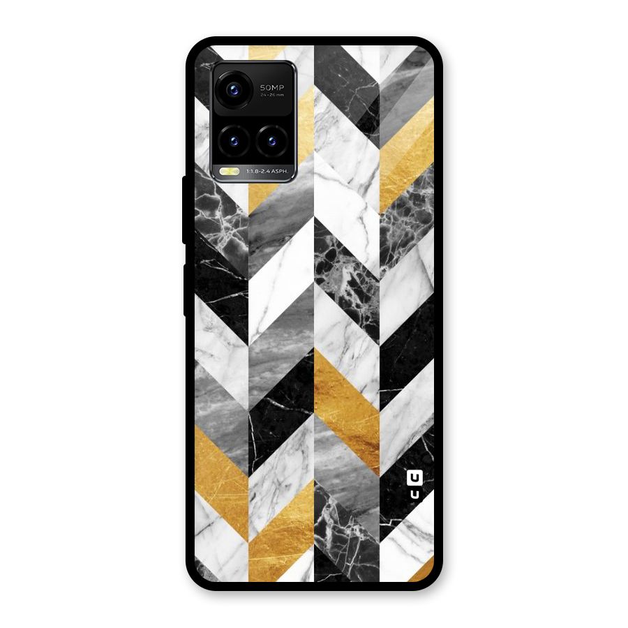 Yellow Grey Marble Glass Back Case for Vivo Y21A