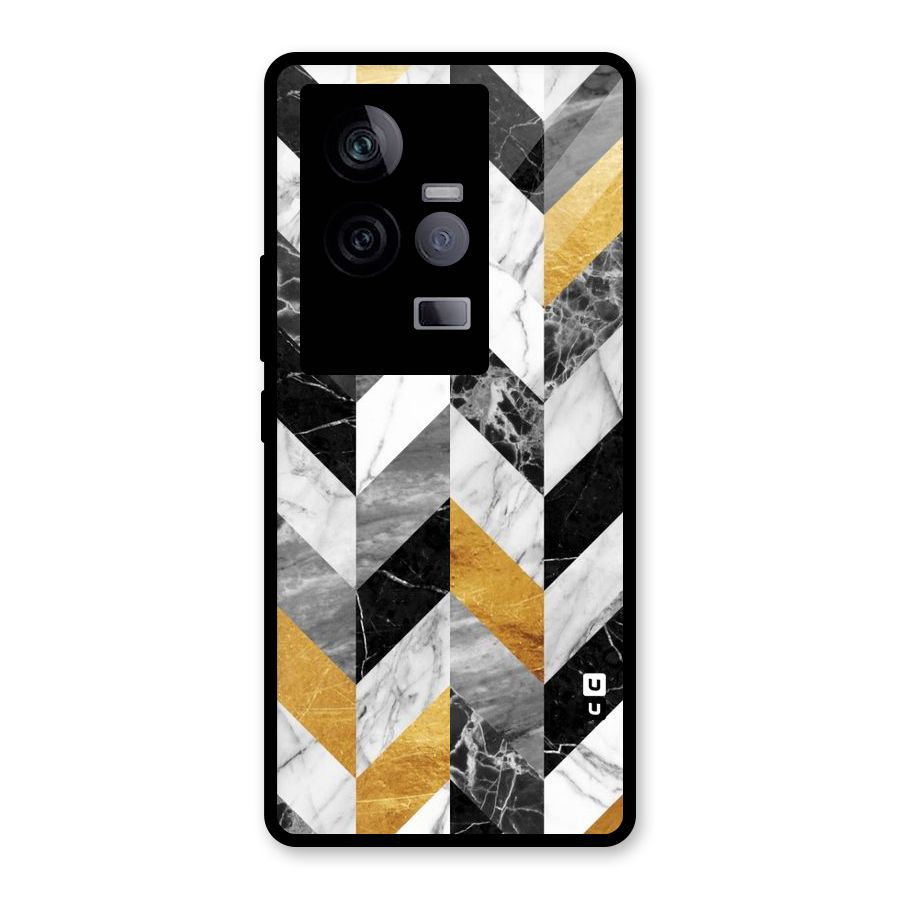 Yellow Grey Marble Glass Back Case for Vivo iQOO 11 5G