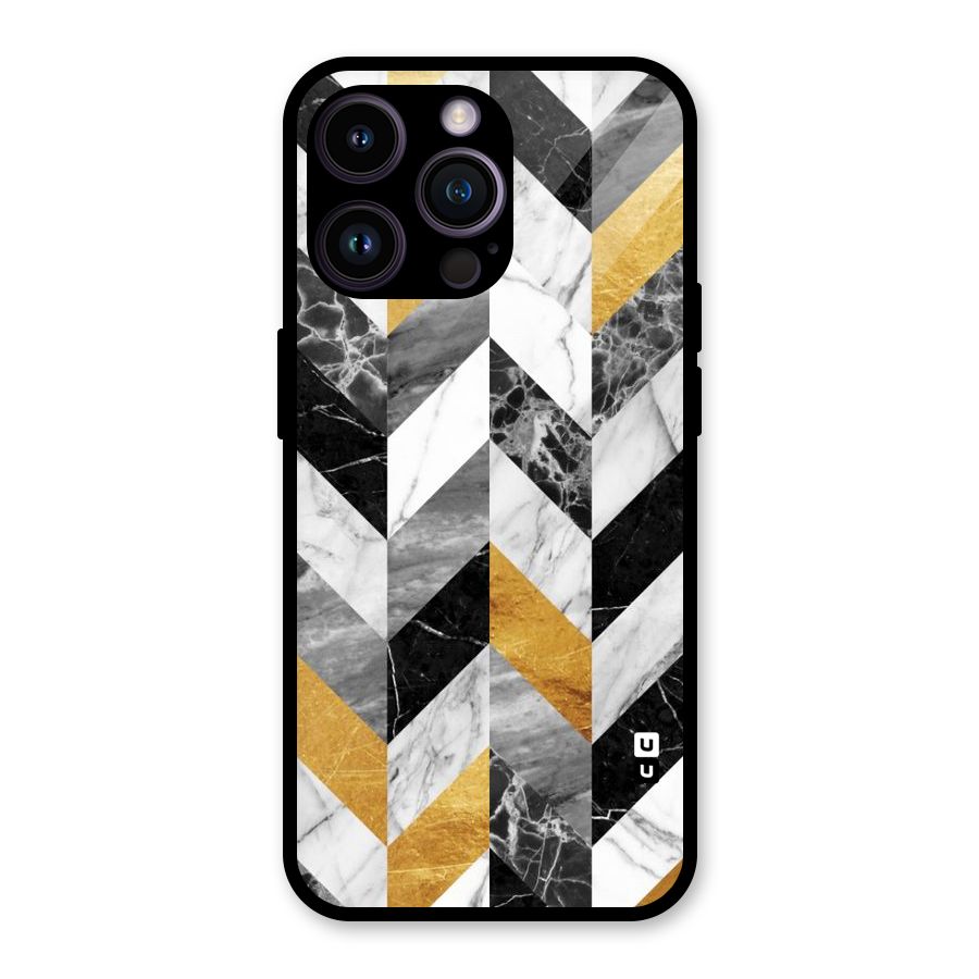 Yellow Grey Marble Glass Back Case for iPhone 14 Pro Max