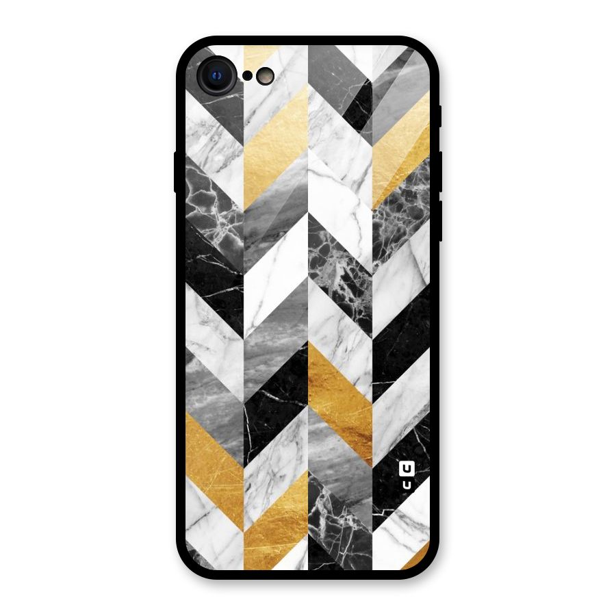 Yellow Grey Marble Glass Back Case for iPhone SE 2022