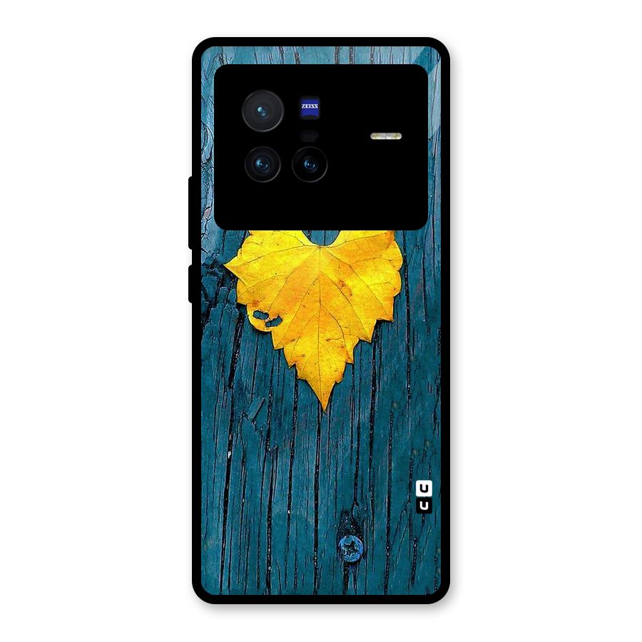 Yellow Leaf Glass Back Case for Vivo X80
