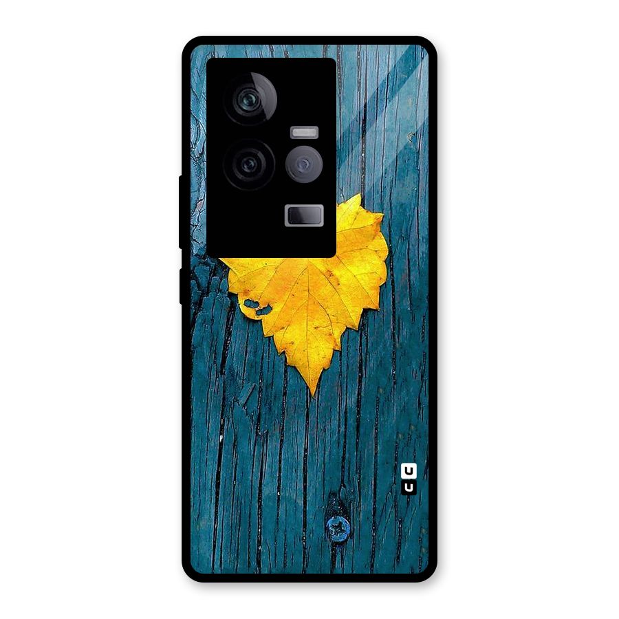 Yellow Leaf Glass Back Case for Vivo iQOO 11 5G