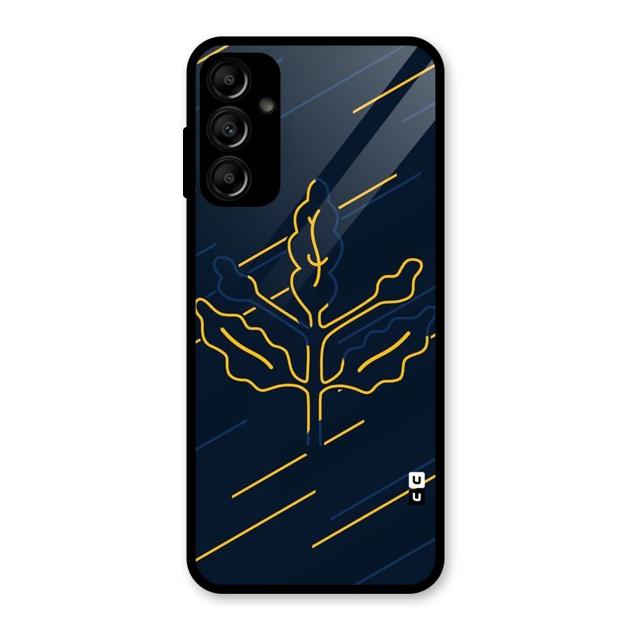 Yellow Leaf Line Glass Back Case for Galaxy A14 5G