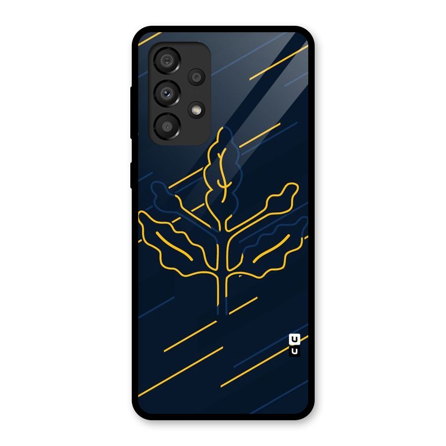 Yellow Leaf Line Glass Back Case for Galaxy A33 5G
