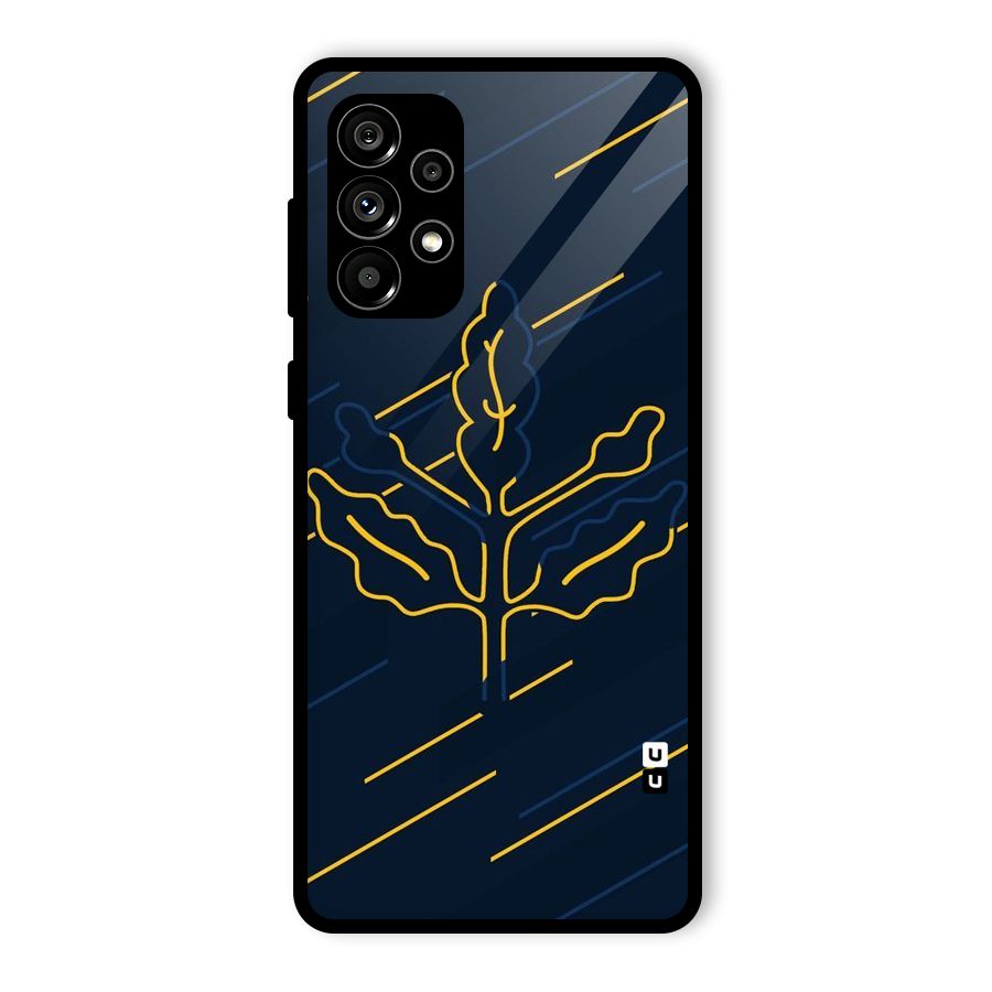 Yellow Leaf Line Glass Back Case for Galaxy A73 5G