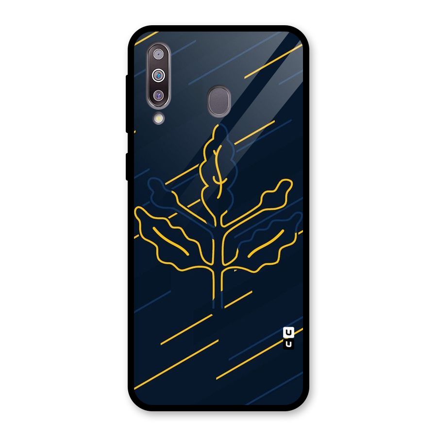 Yellow Leaf Line Glass Back Case for Galaxy M30