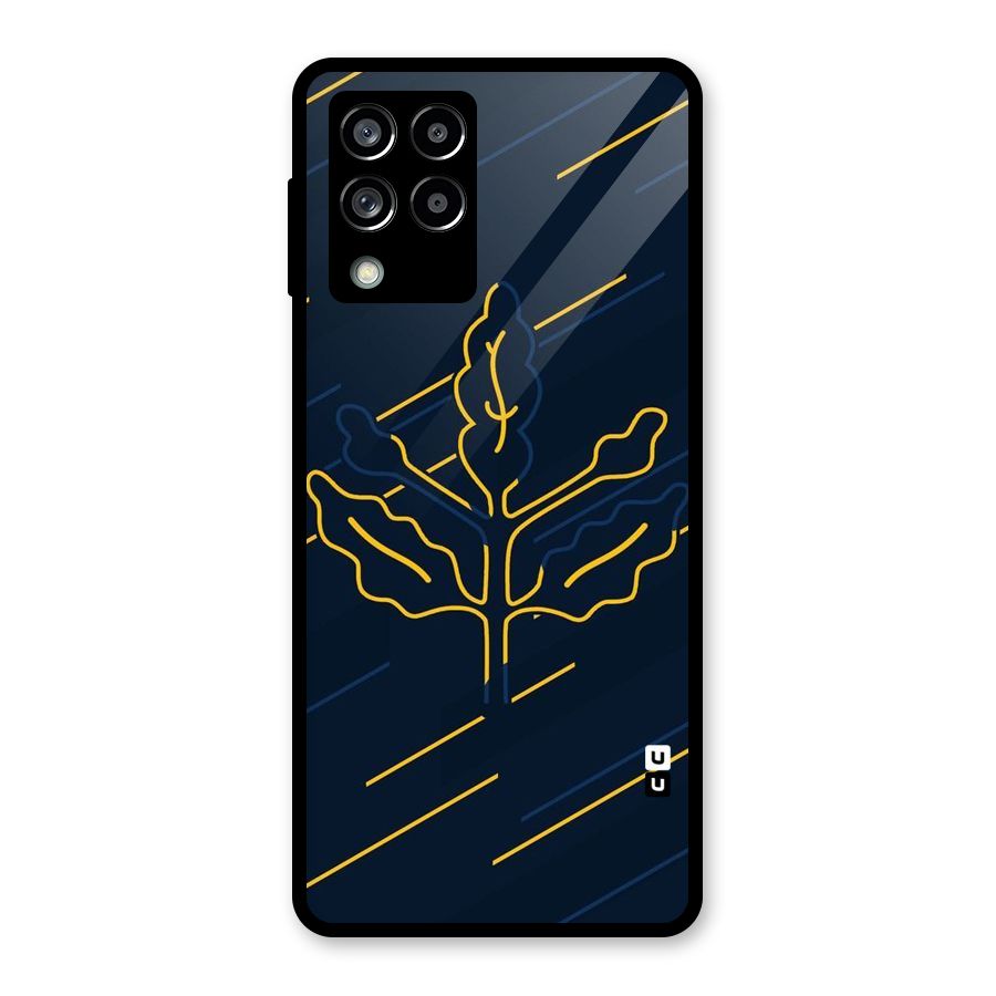 Yellow Leaf Line Glass Back Case for Galaxy M53 5G