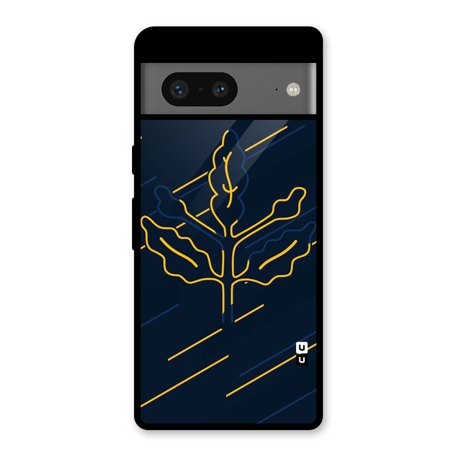 Yellow Leaf Line Glass Back Case for Google Pixel 7