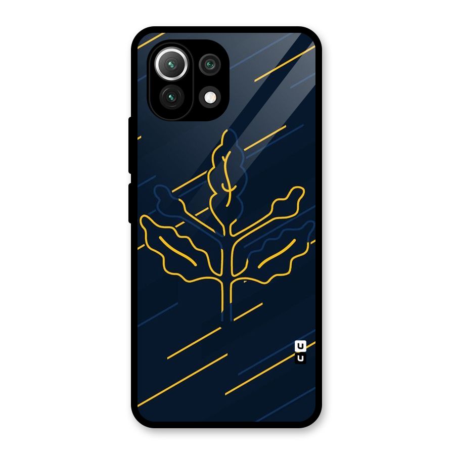 Yellow Leaf Line Glass Back Case for Mi 11 Lite