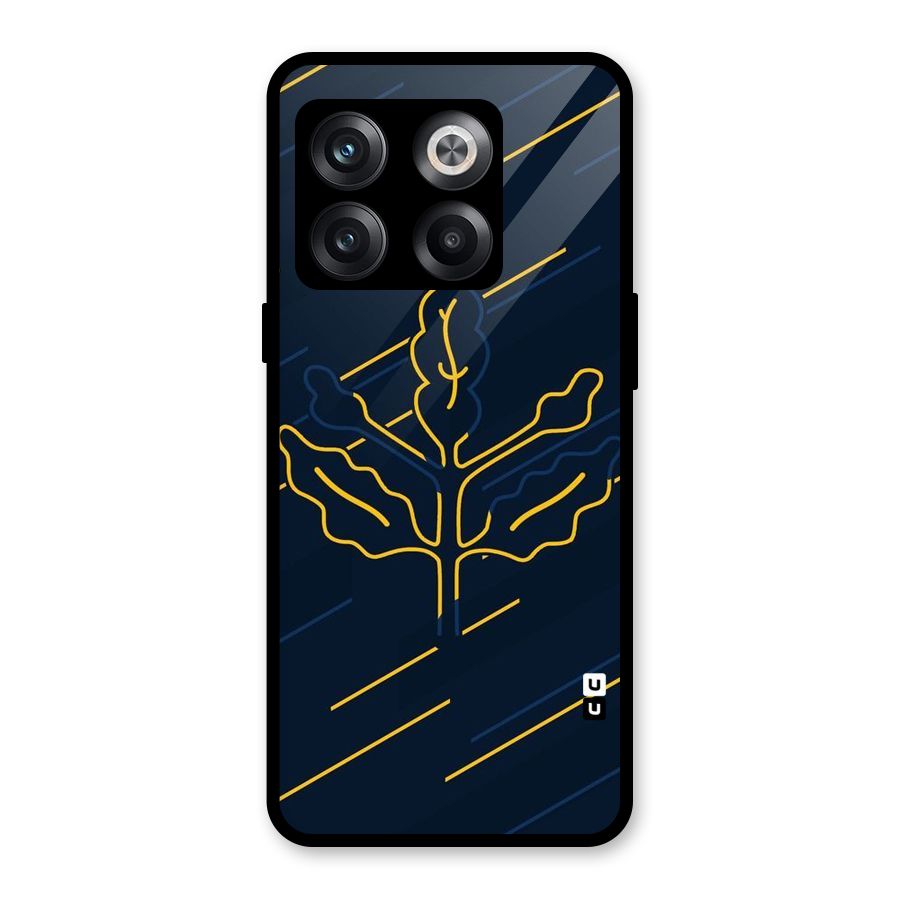 Yellow Leaf Line Glass Back Case for OnePlus 10T