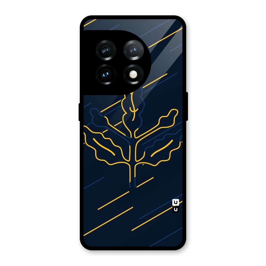 Yellow Leaf Line Glass Back Case for OnePlus 11