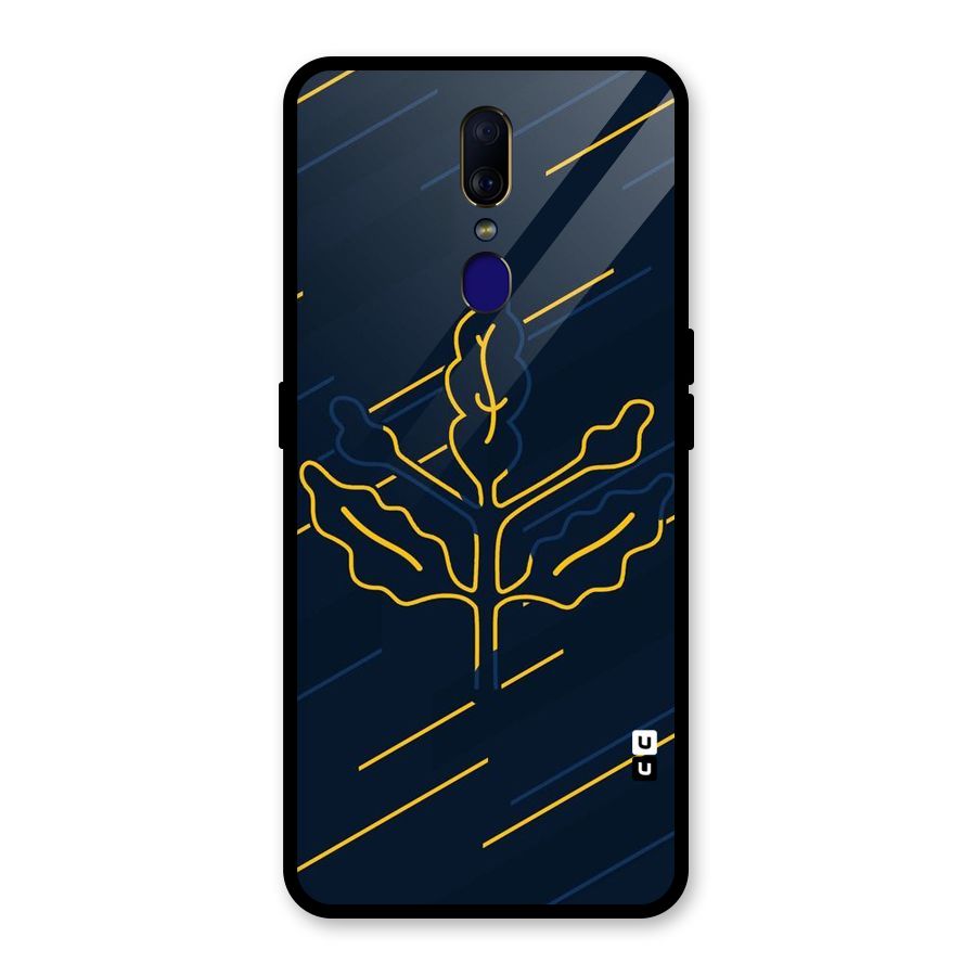 Yellow Leaf Line Glass Back Case for Oppo F11