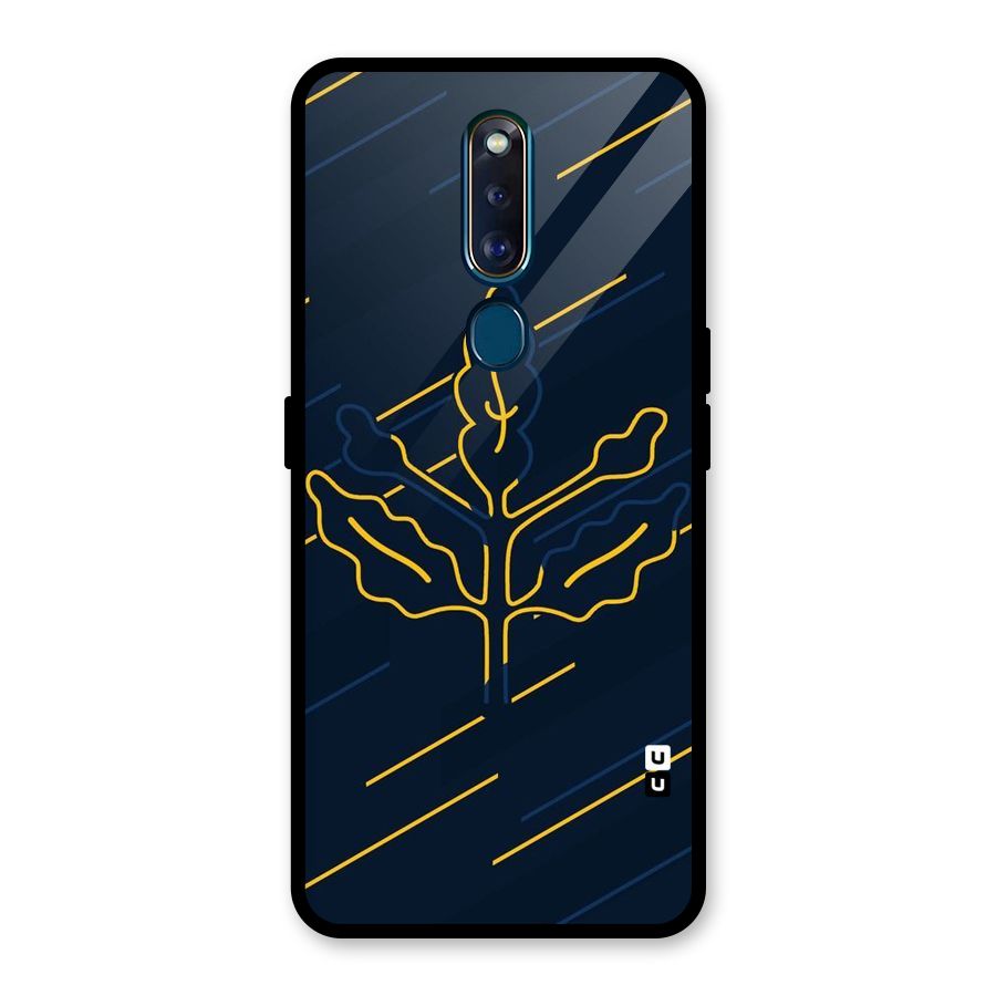Yellow Leaf Line Glass Back Case for Oppo F11 Pro