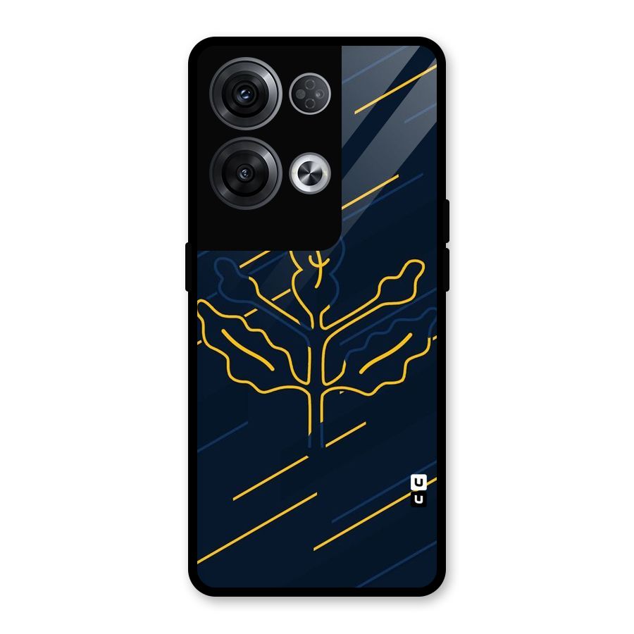 Yellow Leaf Line Glass Back Case for Oppo Reno8 Pro 5G