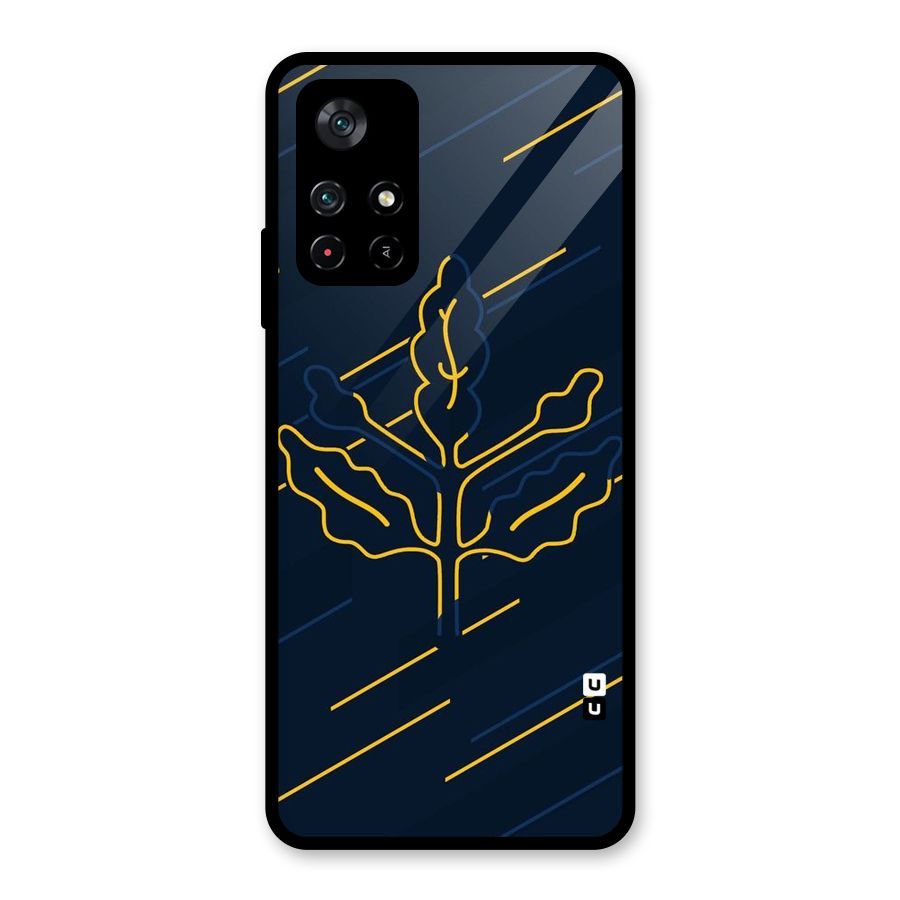 Yellow Leaf Line Glass Back Case for Poco M4 Pro 5G