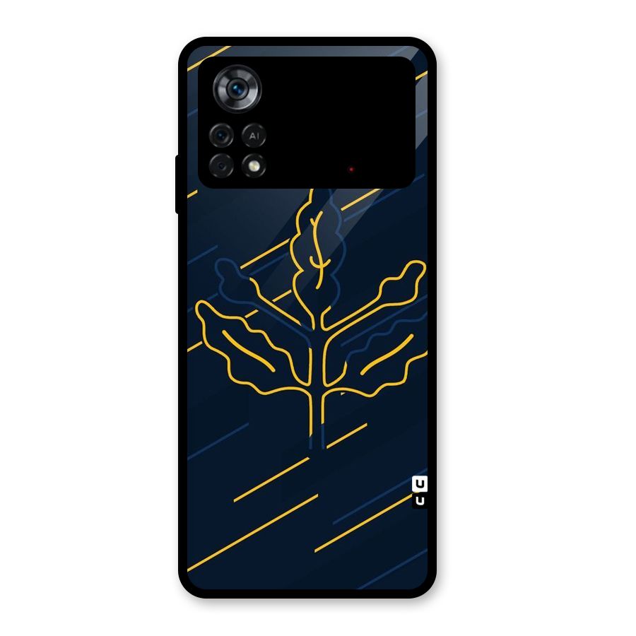 Yellow Leaf Line Glass Back Case for Poco X4 Pro 5G