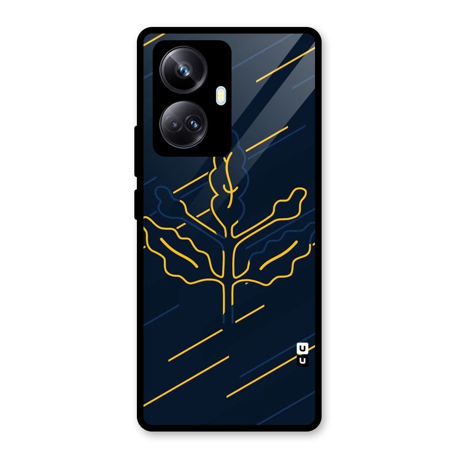 Yellow Leaf Line Glass Back Case for Realme 10 Pro Plus