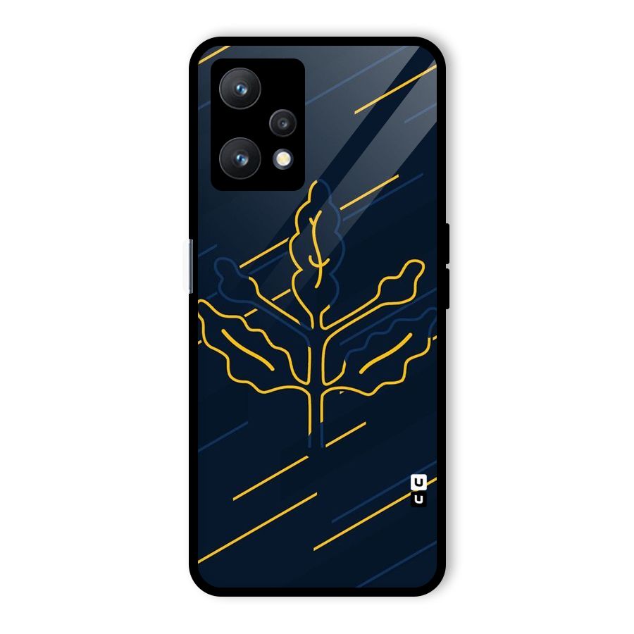 Yellow Leaf Line Glass Back Case for Realme 9 Pro 5G