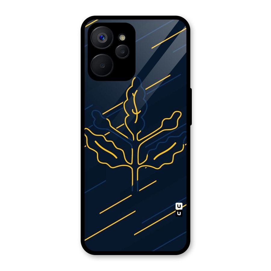 Yellow Leaf Line Glass Back Case for Realme 9i 5G