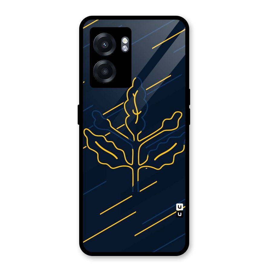 Yellow Leaf Line Glass Back Case for Realme Narzo 50 5G
