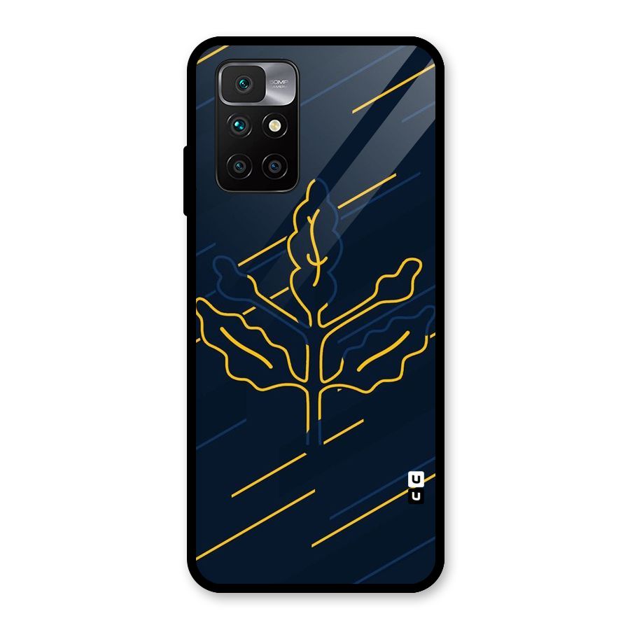 Yellow Leaf Line Glass Back Case for Redmi 10 Prime