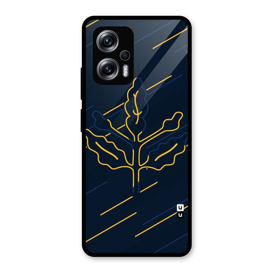 Yellow Leaf Line Glass Back Case for Redmi K50i