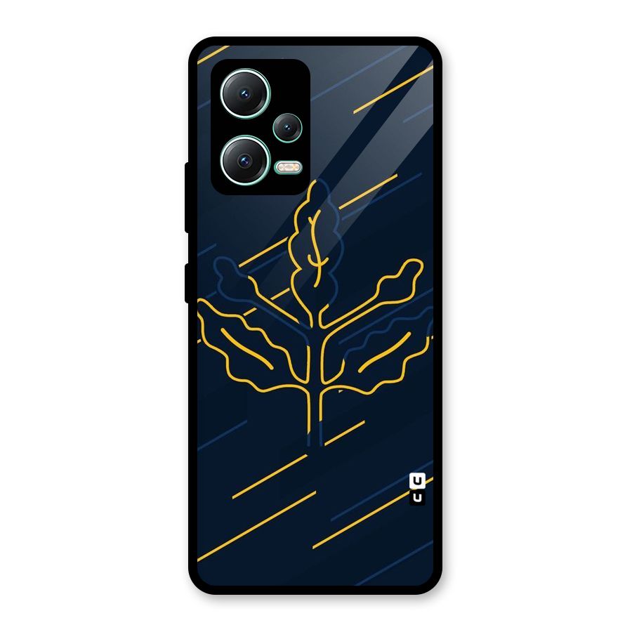 Yellow Leaf Line Glass Back Case for Redmi Note 12 5G