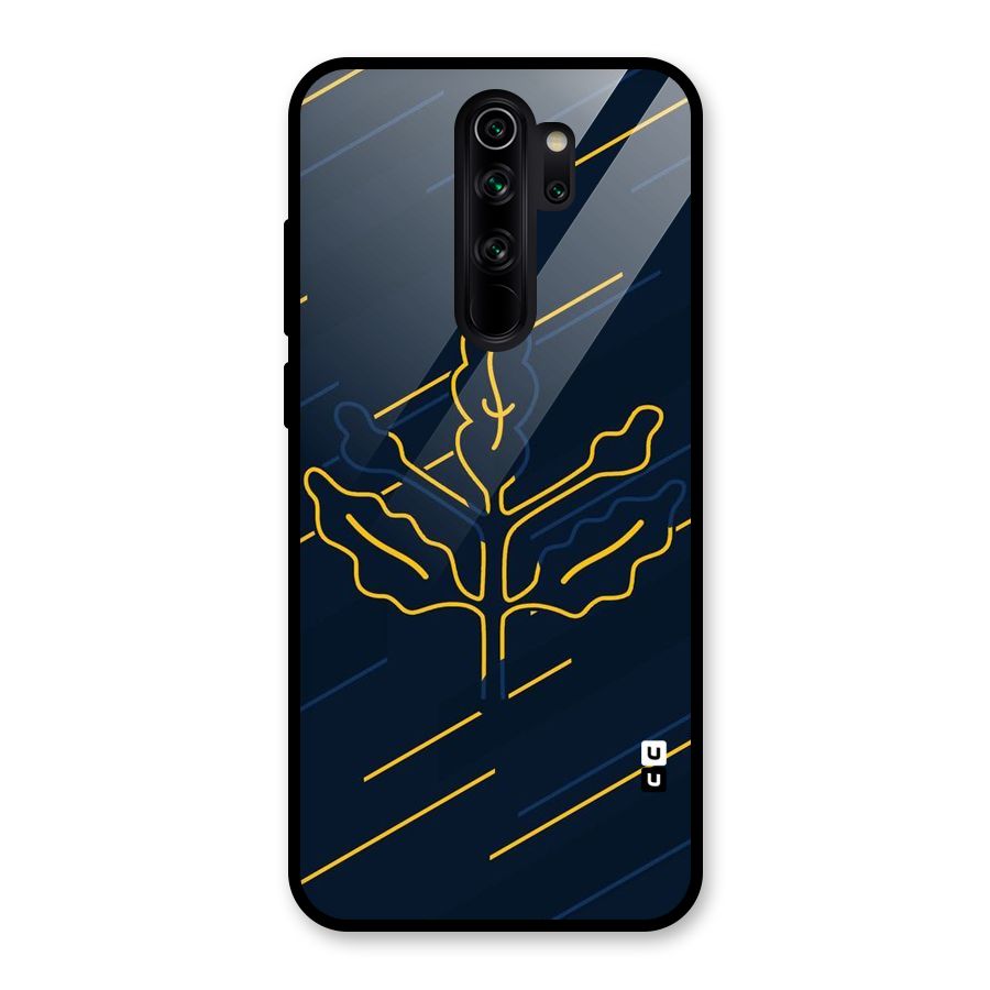 Yellow Leaf Line Glass Back Case for Redmi Note 8 Pro