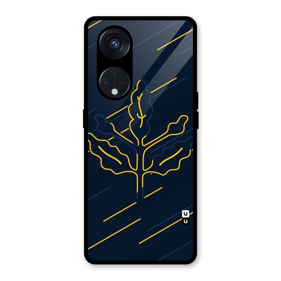 Yellow Leaf Line Glass Back Case for Reno8 T 5G