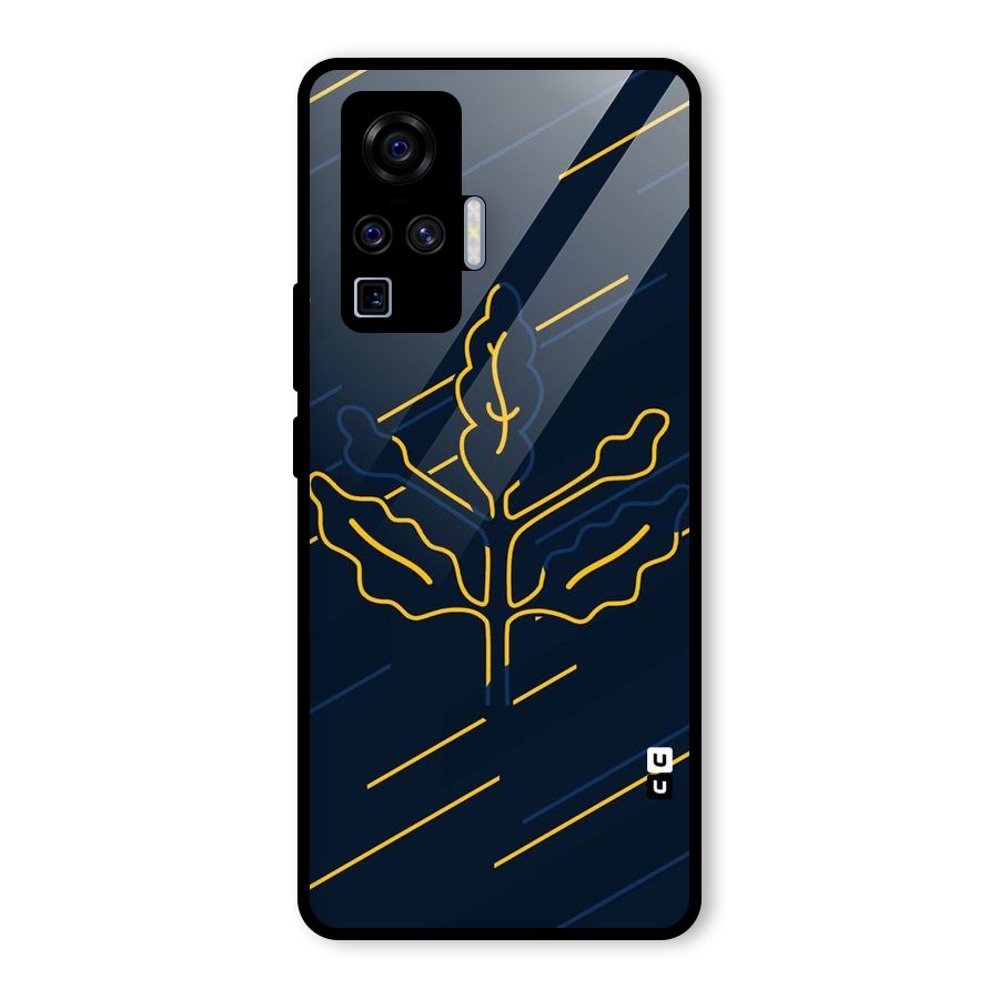 Yellow Leaf Line Glass Back Case for Vivo X50 Pro