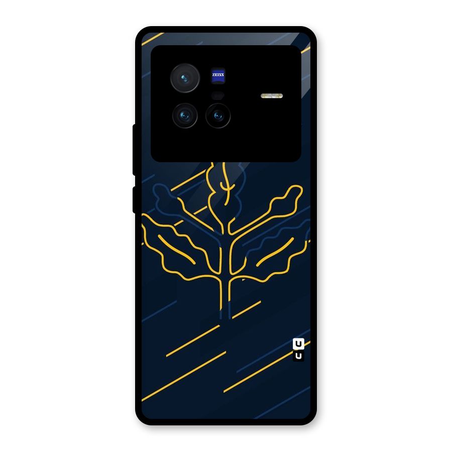 Yellow Leaf Line Glass Back Case for Vivo X80
