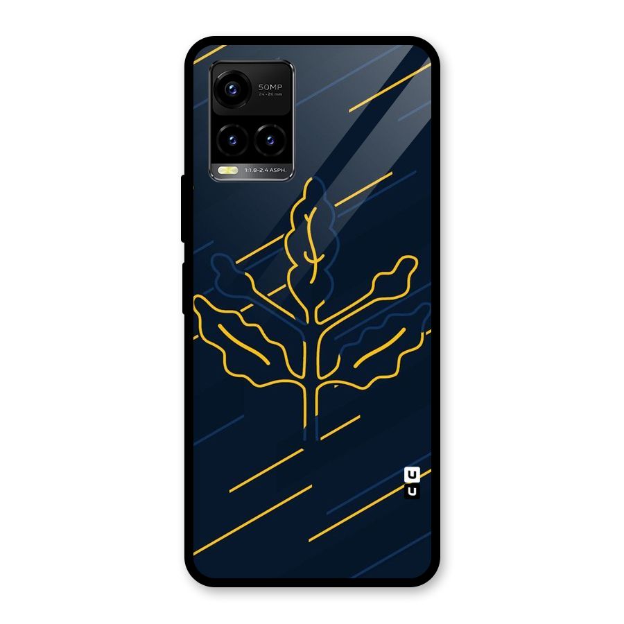 Yellow Leaf Line Glass Back Case for Vivo Y21T
