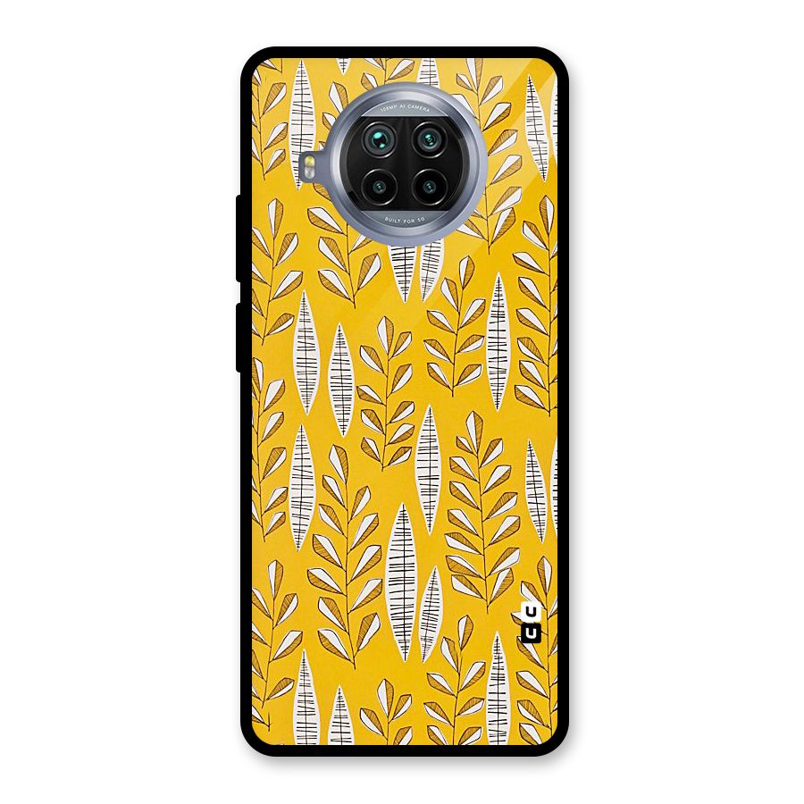 Yellow Leaf Pattern Glass Back Case for Mi 10i