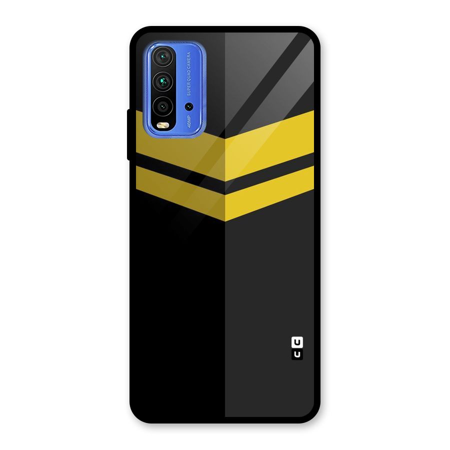 Yellow Lines Glass Back Case for Redmi 9 Power